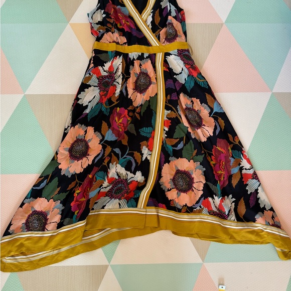 Anthropologie Maeve Botanica Faux Wrap Midi Dress Size 8 - Picture 10 of 11